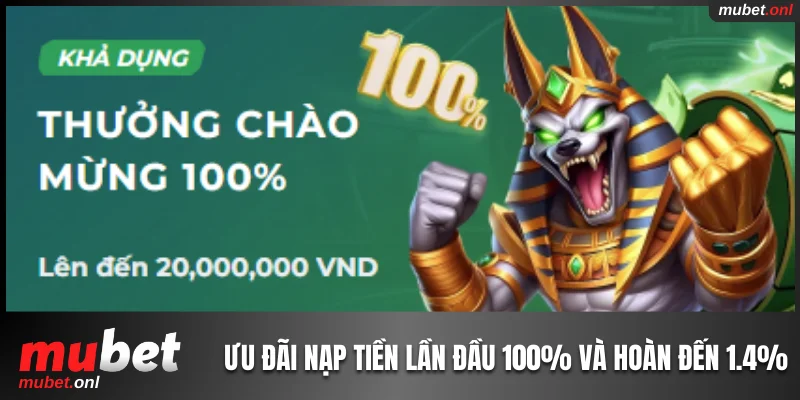 Ưu đãi nạp tiền lần đầu 100% và hoàn trả lên đến 1.4%